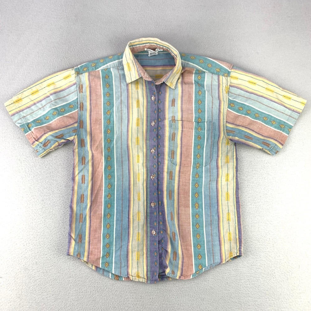 VTG Maggie & Max Southwestern Button Up Shirt Womens S Color Striped Aztec